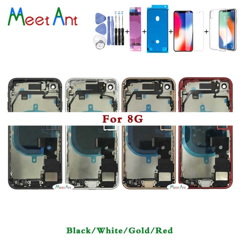

OEM For iphone 8 8G 8 Plus Back Middle Frame Chassis Full Housing Assembly Battery Cover Door Rear Case Glass with Flex Cable