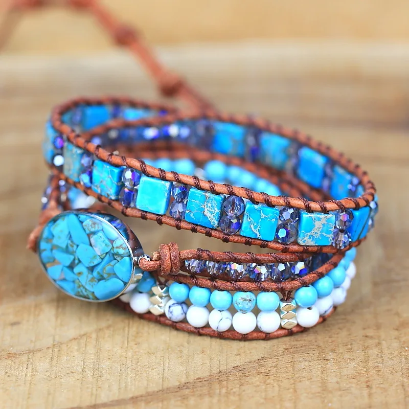 

Turquoise Multi-layer Yoga Bracelet Natural Stone Crystal Mixed Woven Friendship Bracelet Bracelets for Women