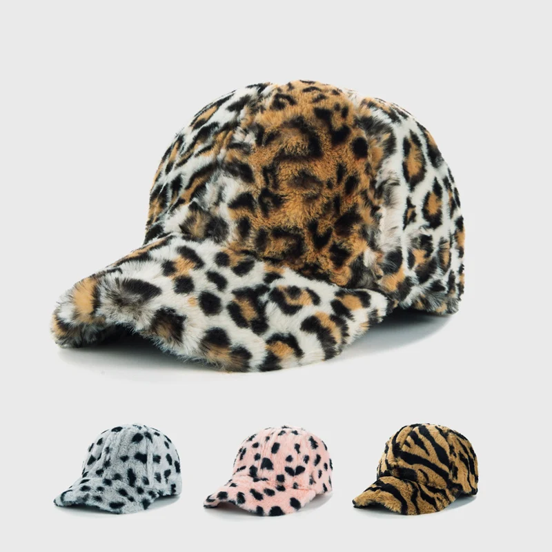 New Arrival Leopard Plush Baseball Cap Men Women Autumn Winter Warm Outdoor Sports Snapback Hot Sale Hip Hop Hat Gorras EP0337