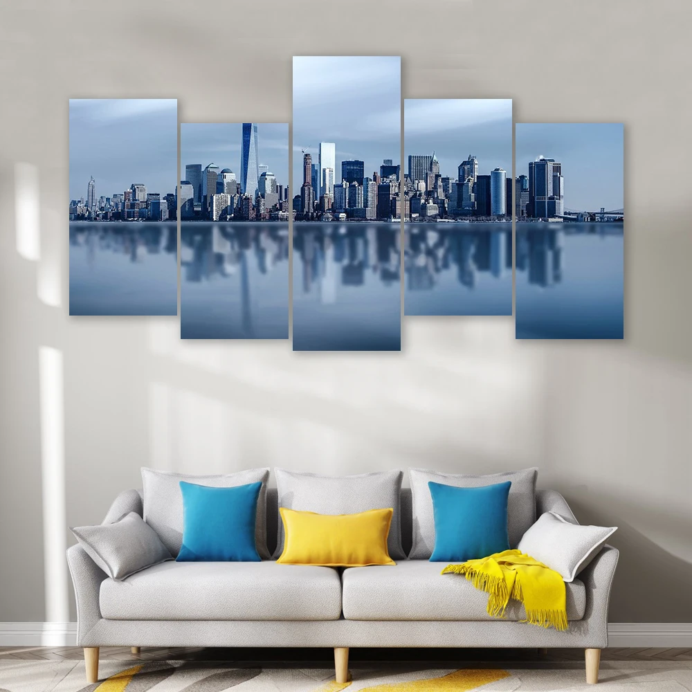 CAPICS 5 4 3 панели в рамке знаменитый городской пейзаж Нью-Йорк Хадсон река небоскреб