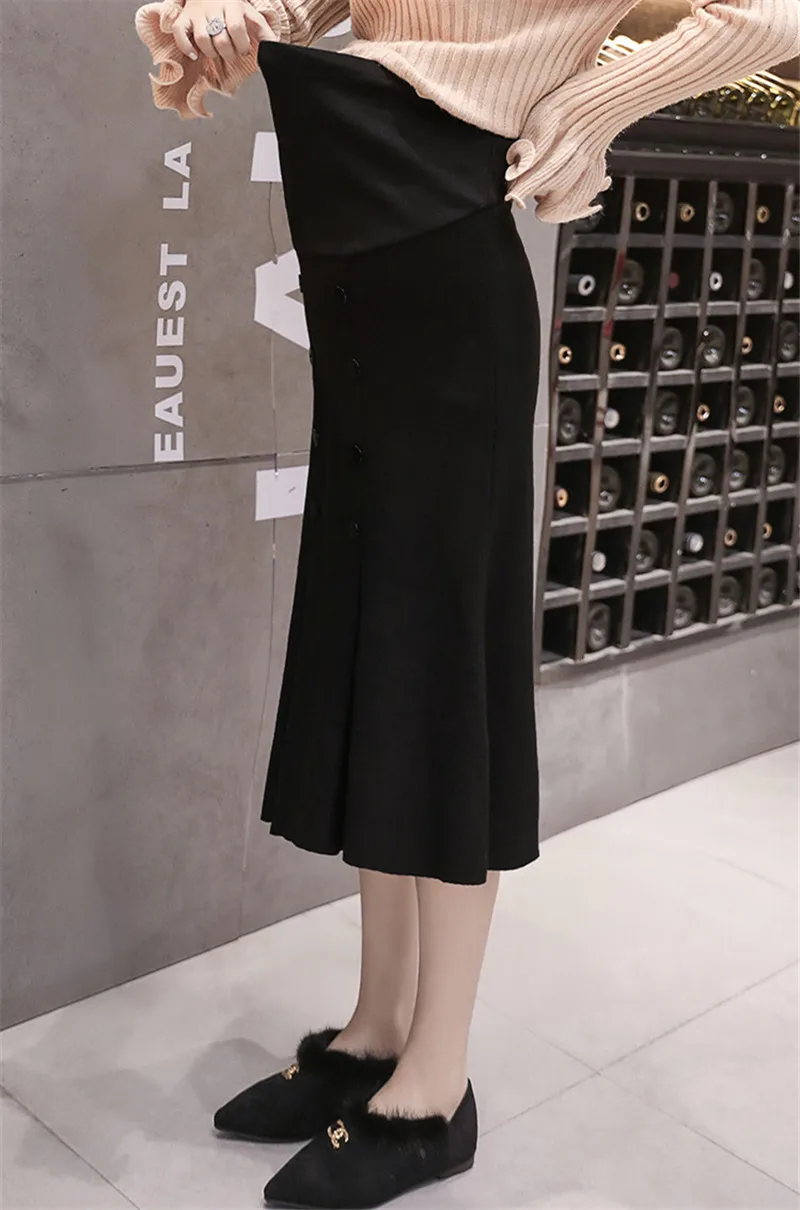 Poungdudu maternity pregnant women skirt autumn and winter new fashion tide mother dress long section knitted | Мать и ребенок
