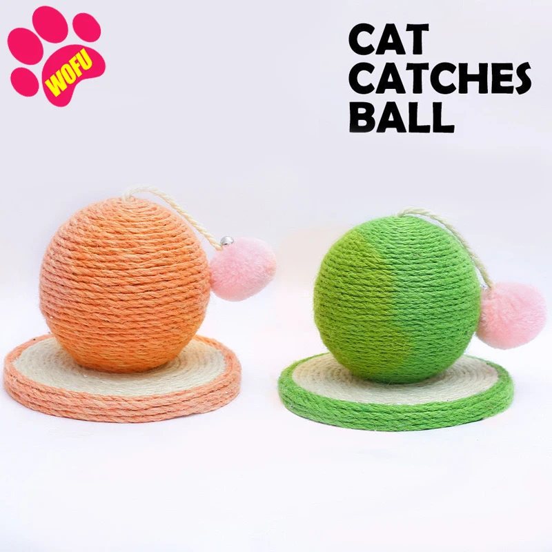 WOFUWOFU тканые сизальные кошачьи царапины мячи с деревянной основой игрушки для