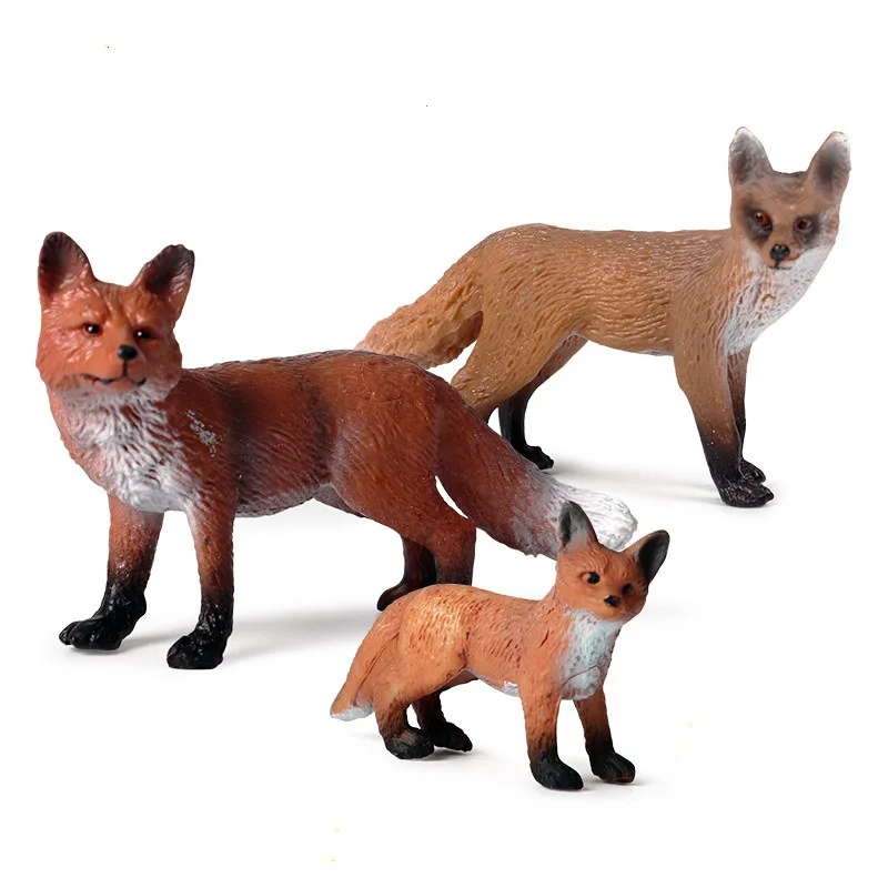 Wild Simulation Fox Animal models Toy plastic vixen cubs figures Gift For Kids figurine dolls Bedroom Decoration | Игрушки и хобби