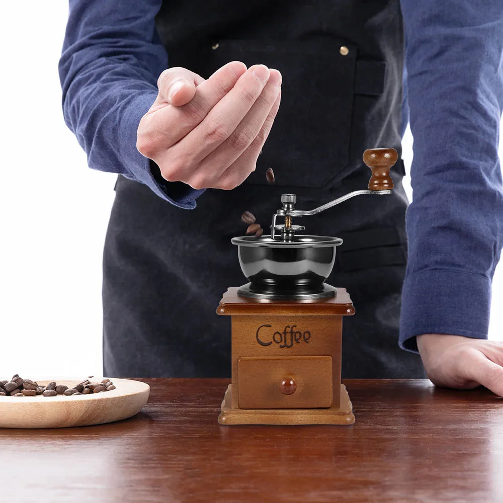 Coffee Bean Grinder Wooden Manual 3 adjustable modes Hand Metal Retro Spice Burr Mill for Cafe Home | Дом и сад