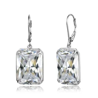 earring silver 925 diamond earrings for women retangle gemstone cute real silver 925 jewelry wedding engagement fine jewellery