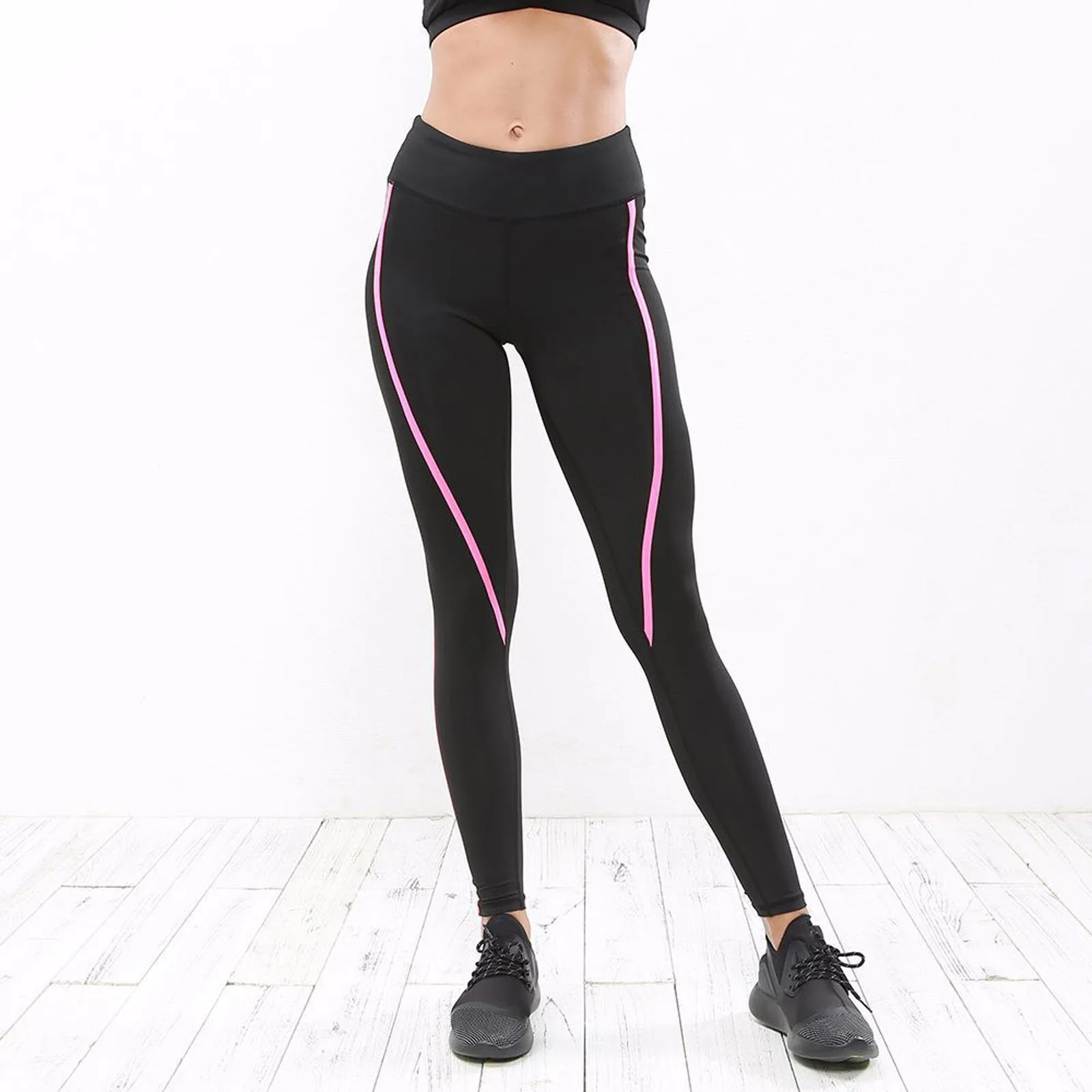 

Women's Hip Lift Stitching Color-blocking Fitness Exercise Gym Pants Sexy Scrunch Booty Middle Waist For Jogging Running Dance