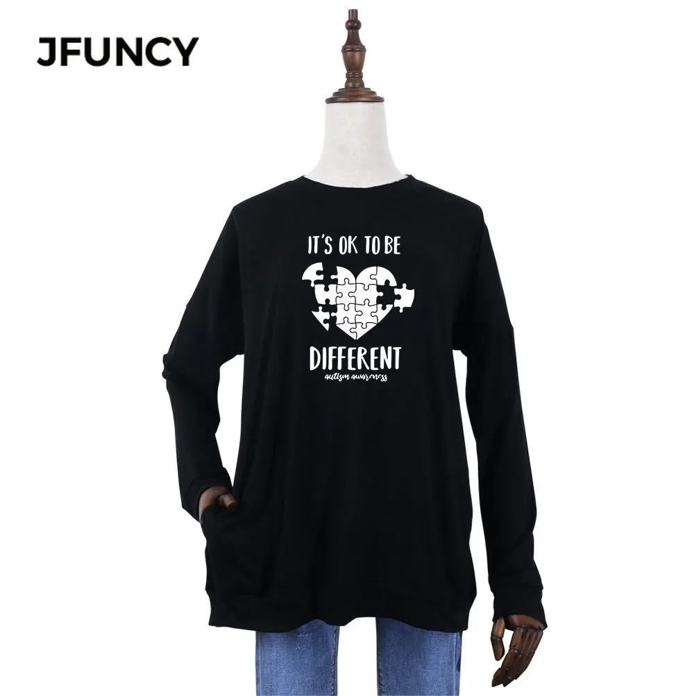 

JFUNCY Plus Size Spring Autumn Women Long Sleeve Loose T-Shirt Casual Woman Pullover Tops New Print Female T Shirt
