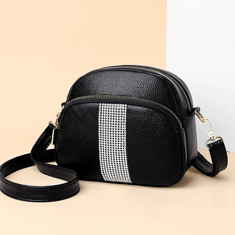

Casual Small Shoulder Bag Leather Cute Crossbody Bags for Women 2021 Mini Purses and Handbags Diamonds Phone Bag Sac A Main Flap