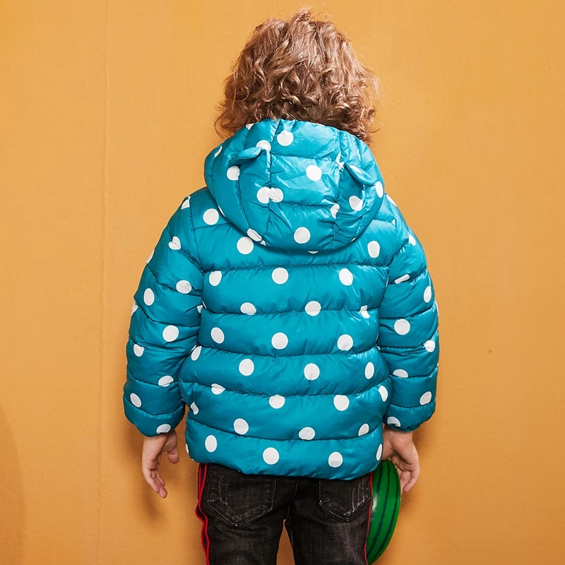 

2-7Y Kids Baby Boys Girls Down Coat Winter Warm Hooded Thick Coats Outwear Dot Zipper Bear Ears Fashion Toddler Boy Girl Clothes