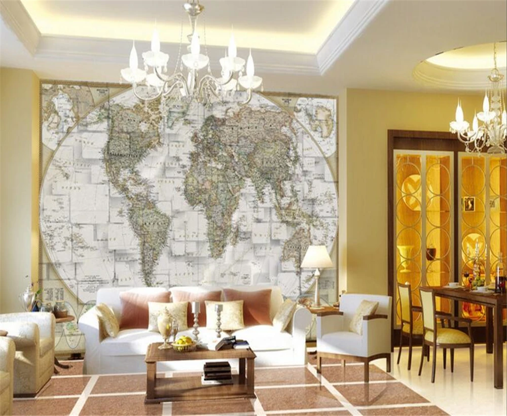 

beibehang Large Custom Wallpapers 3D Stereo Murals World Map TV Backdrop Decorative