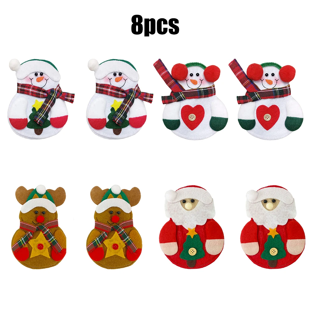 

8 шт., рождественские украшения, Санта Клаус Кухня посуда держатель мешка Рождество вечерние карманы для столовых приборов новогоднее; рожд...