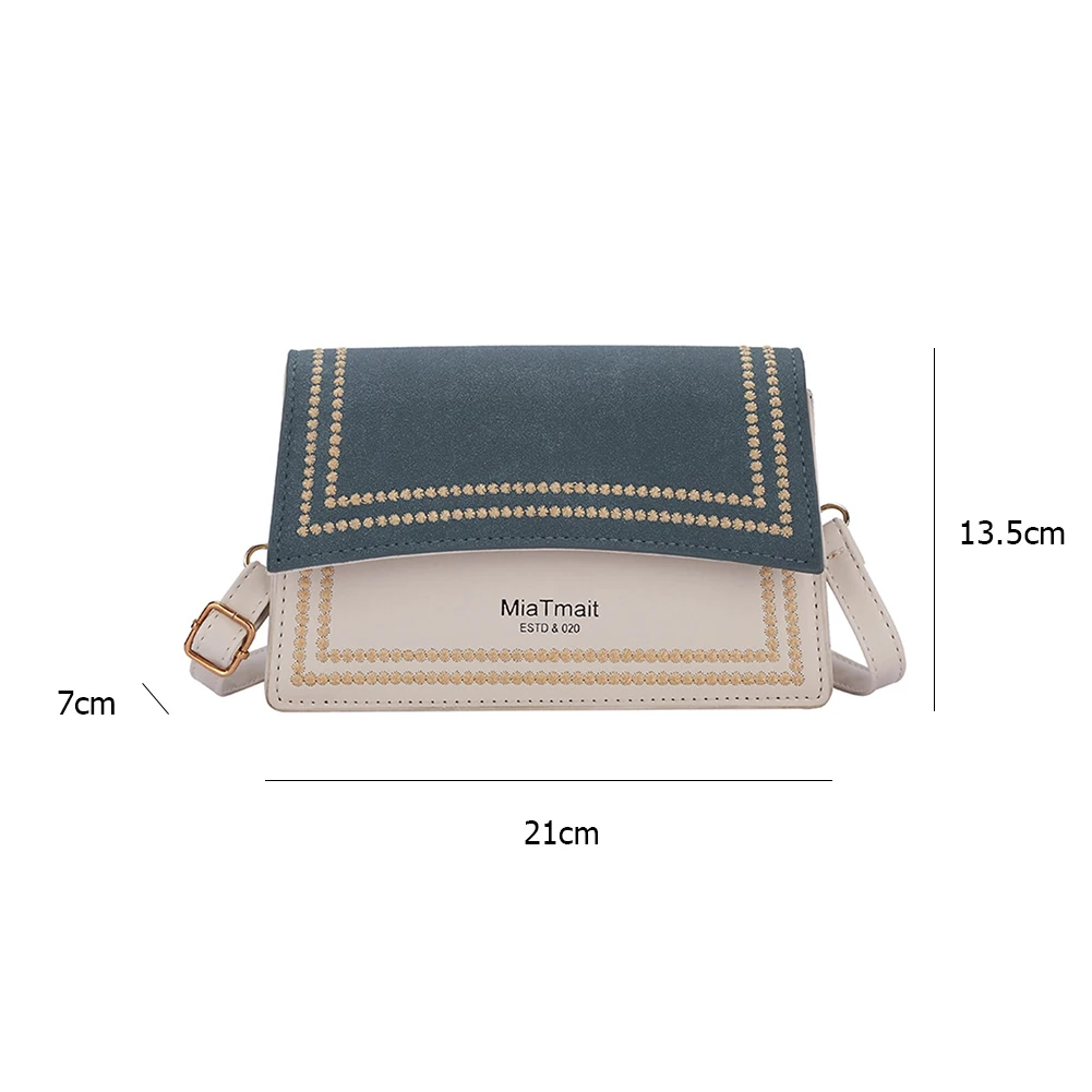 

Lattice Pattern Shoulder Square Bag Women Hit Color PU Flap Square Crossbody Pouch 2020