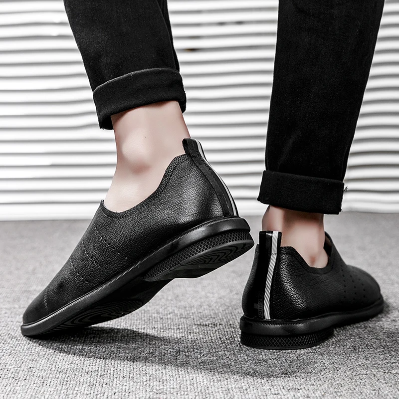 Мужские повседневные туфли из воловьей кожи деловые лоферы однослойные мягкие