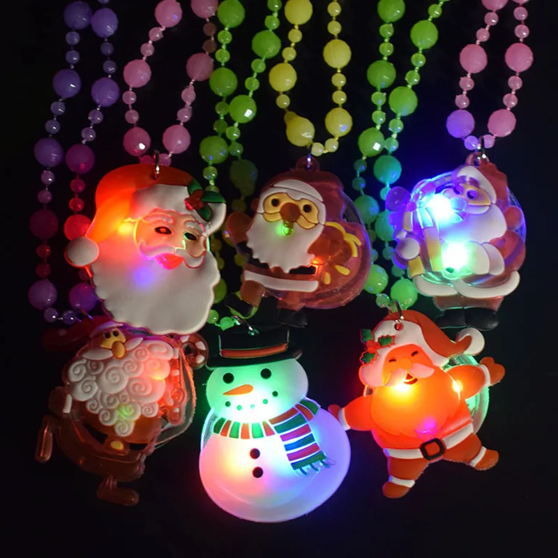 

3 шт., детские игрушки для дня рождения, LED мультфильм, вспышка, подвеска, Рождество, светящееся ожерелье, вечерние, вечерние, рождественские п...