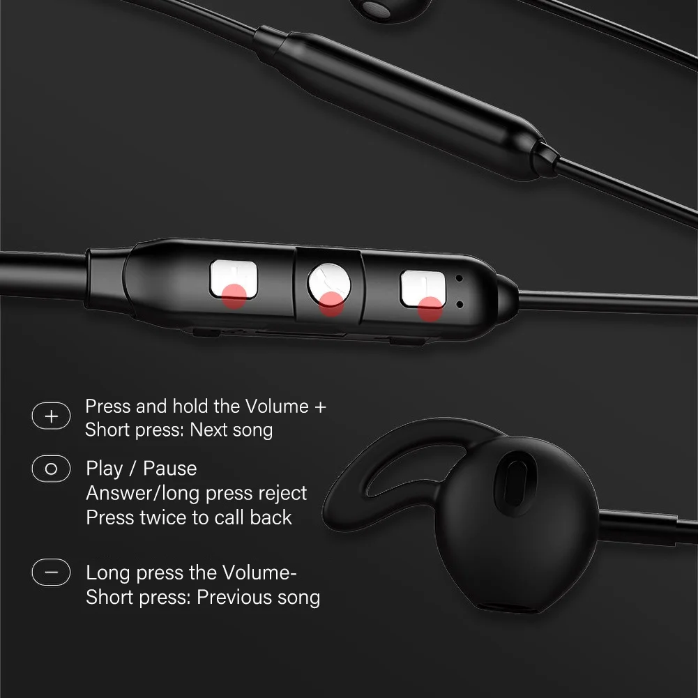 Спортивные магнитные шейные беспроводные Bluetooth наушники-вкладыши стерео