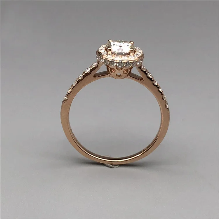 Кольцо из 10K розового золота с круглым моиссанитом 1, 2, 3, 4 или 5 карат для женской свадьбы, юбилея, помолвки - элегантное и модное.