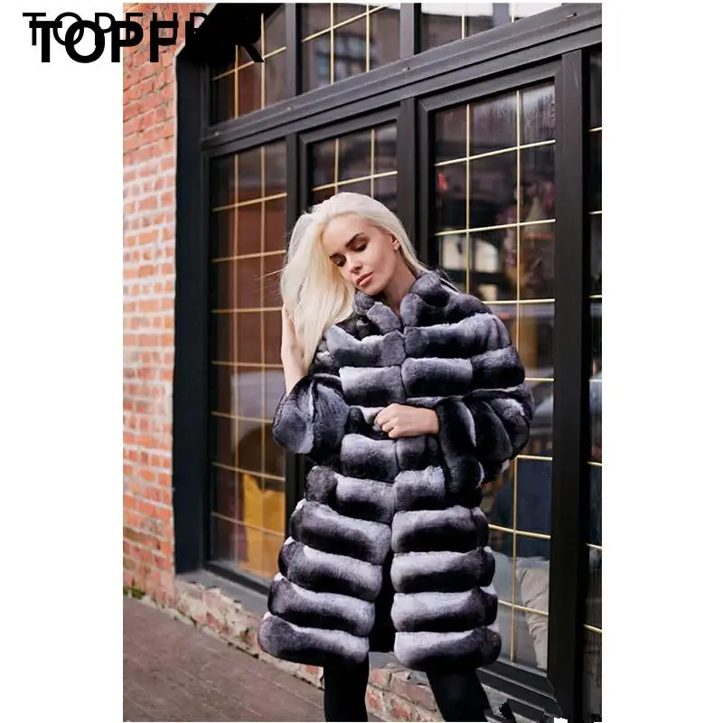 Женское меховое пальто FURSARCAR классическое зимнее из кроличьего меха с