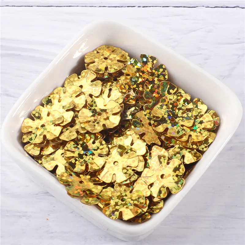 200 шт. размер 14 мм чашка с пятью листьями цветов Рассыпчатая расшитая пайетками