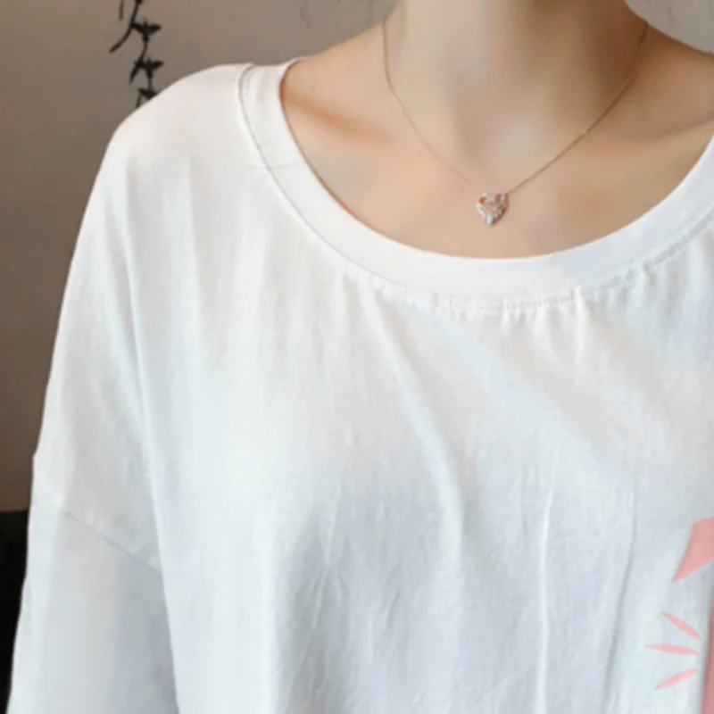 #2311 Summer Printed Mini Dresses Loose Cotton Tshirts Ladies Cartoon Printing Short Sleeve O-neck Dress Female Korean | Женская одежда