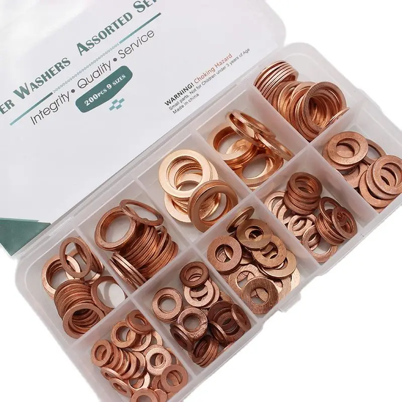 

200pcs Copper Sealing Solid Gasket Washer Sump Plug Oil For Boat Crush Flat Ring Tool Hardware Accessories