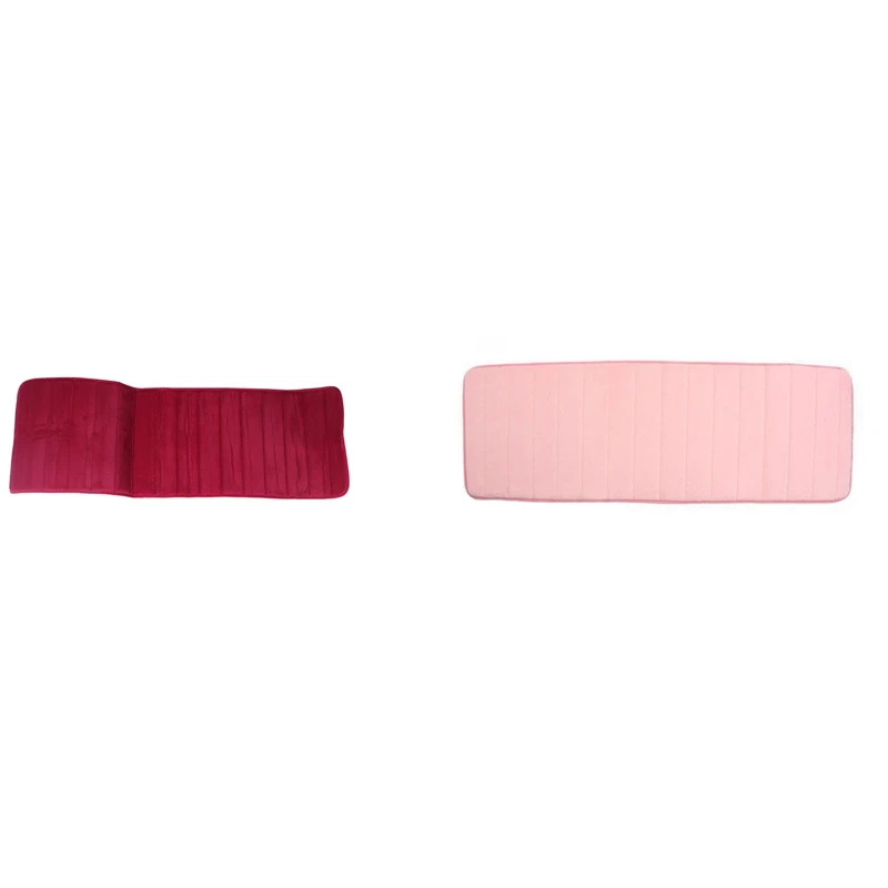 

2 Pcs 120X40cm Absorbent Nonslip Memory Foam Kitchen Bedroom Door Floor Mat Rug Carpet, Date-Red & Pink