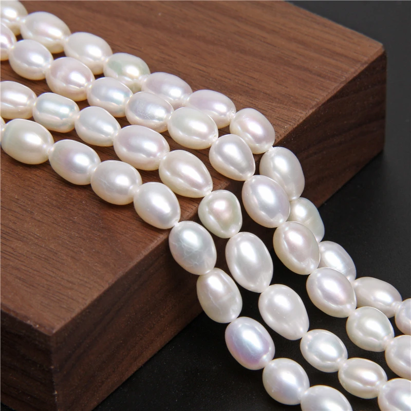 

Natural Freshwater Cultured Pearls Beads Rice Shape 100% Natural Pearls for Jewelry Making DIY Bracelet Necklace 14" Strand