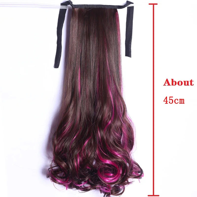 HOUYAN 18Inch Long Curly Hair Ponytail in Gradient Color Big Wave Curl Braid Dye Piece Bandage Style Extension | Шиньоны и парики
