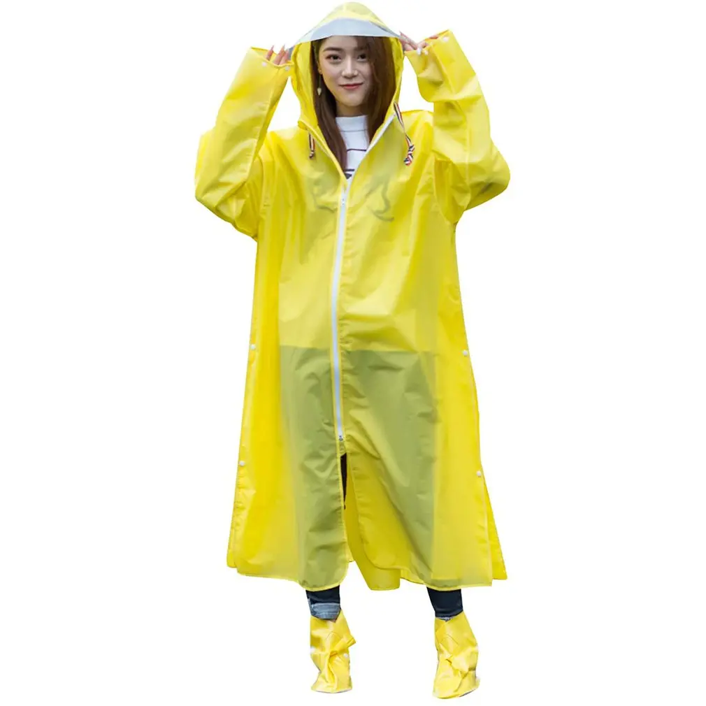 

2022 Fashion Adult Waterproof Long Raincoat Women Men Rain coat Hooded For Outdoor Hiking Travel Fishing Climbing Thickened