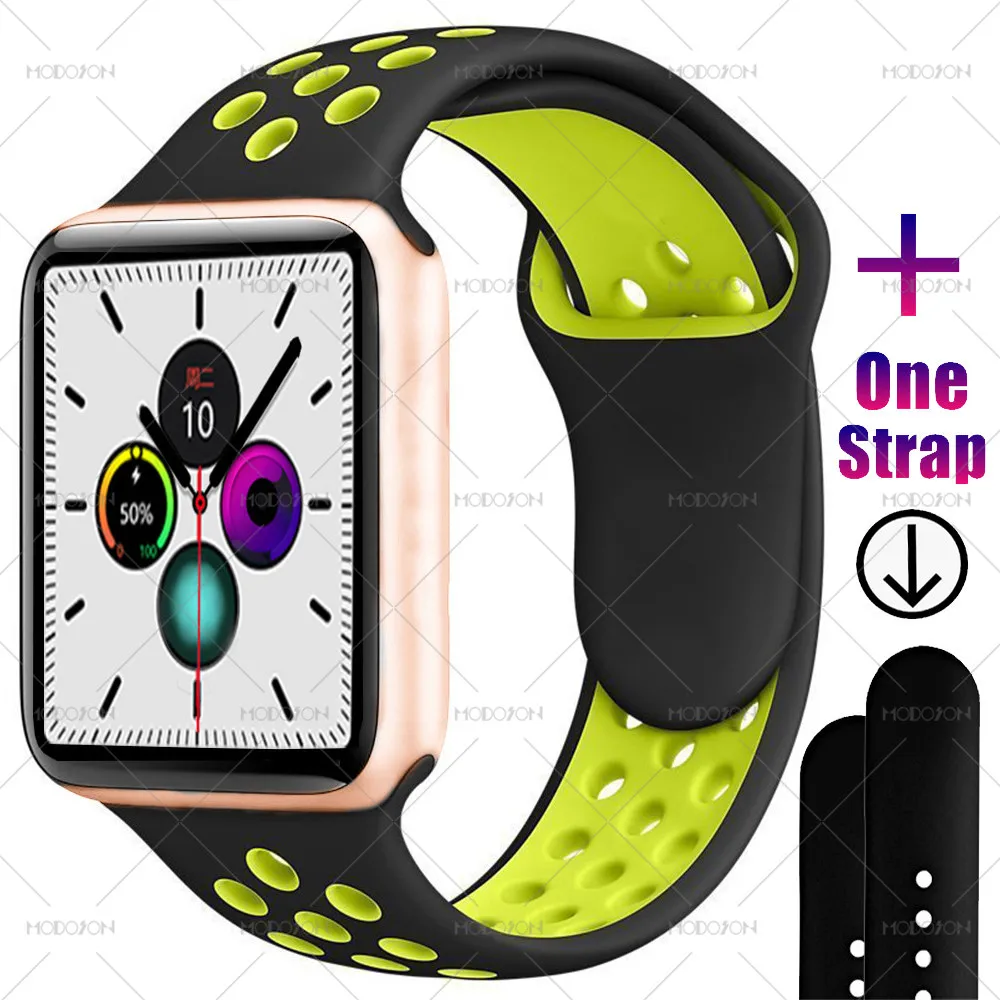Gold Black Yellow MODOSON, умные часы iwo 12, серия 5, 30, с циферблатом, пульсометр, умные часы, фитнес-трекер, часы для Apple iphone, Android - Цвет: Gold Black Yellow