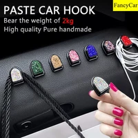 car hook diamond creative multifunctional paste type small clips organizer storage hanger usb cable headphone auto interior