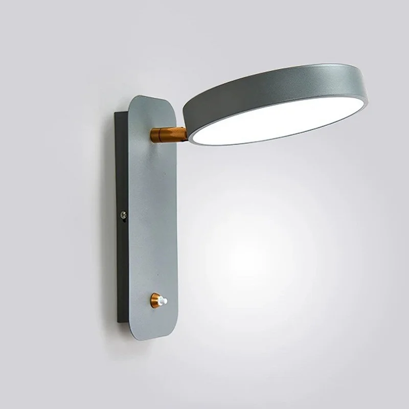 

LED Nordic Minimalist Wall Lamp Rotatable Eye Protection Reading Sconce Light w/Switch Macaron Bedroom Bedside Hotel Aisle