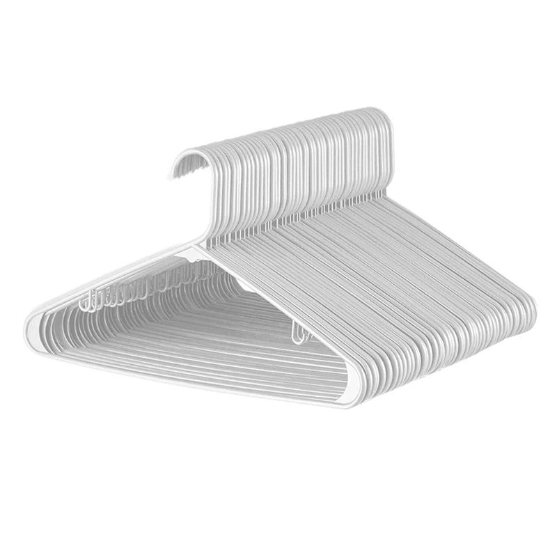 

White Standard Plastic Hangers (50 Packs) Durable Tubular Shirt Hangers Are Very Suitable for Laundry and Daily Use