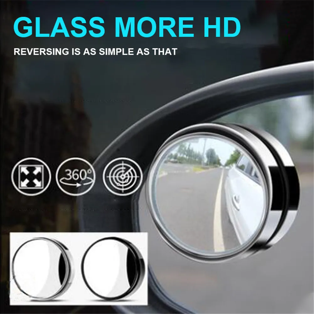 

1pc Car 360 Degree Framless Blind Spot Mirror Wide Angle Round Convex Mirror Small Round Side Blindspot Rearview Parking Mirror
