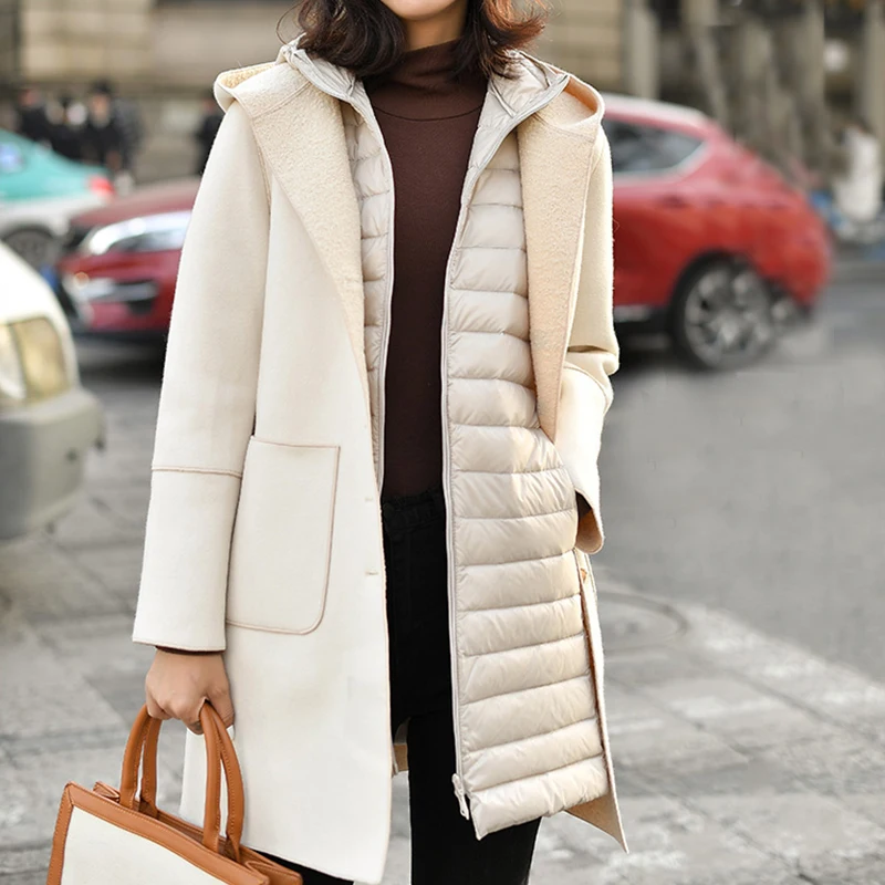 Куртка женская зимняя на белом утином пуху сверхсветильник Кая 4XL размера плюс |