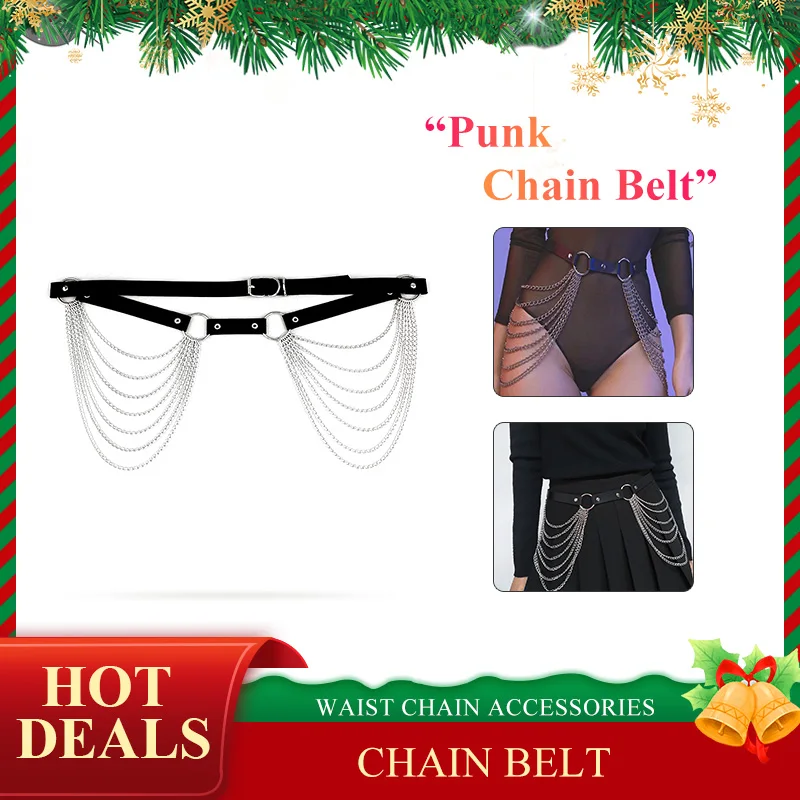 

Женский сексуальный ремень, кожаный женский ремень в стиле хип-хоп, ремень с металлической цепочкой, подтяжки, аксессуары