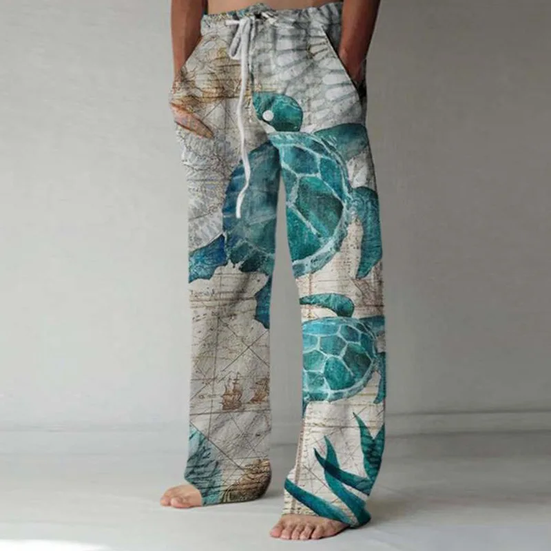 

New Summer Retro kull Print Straight-Leg Pants men Fall Fashion Loose Trousers Casual High Street Men's Trousers Streetwear