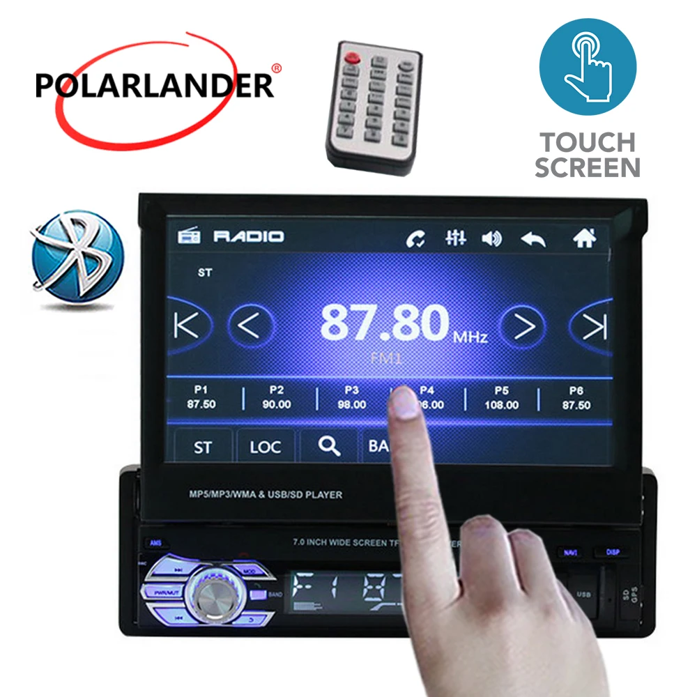 Автомагнитола 1 din универсальный видеоплеер с выдвижным сенсорным экраном 7