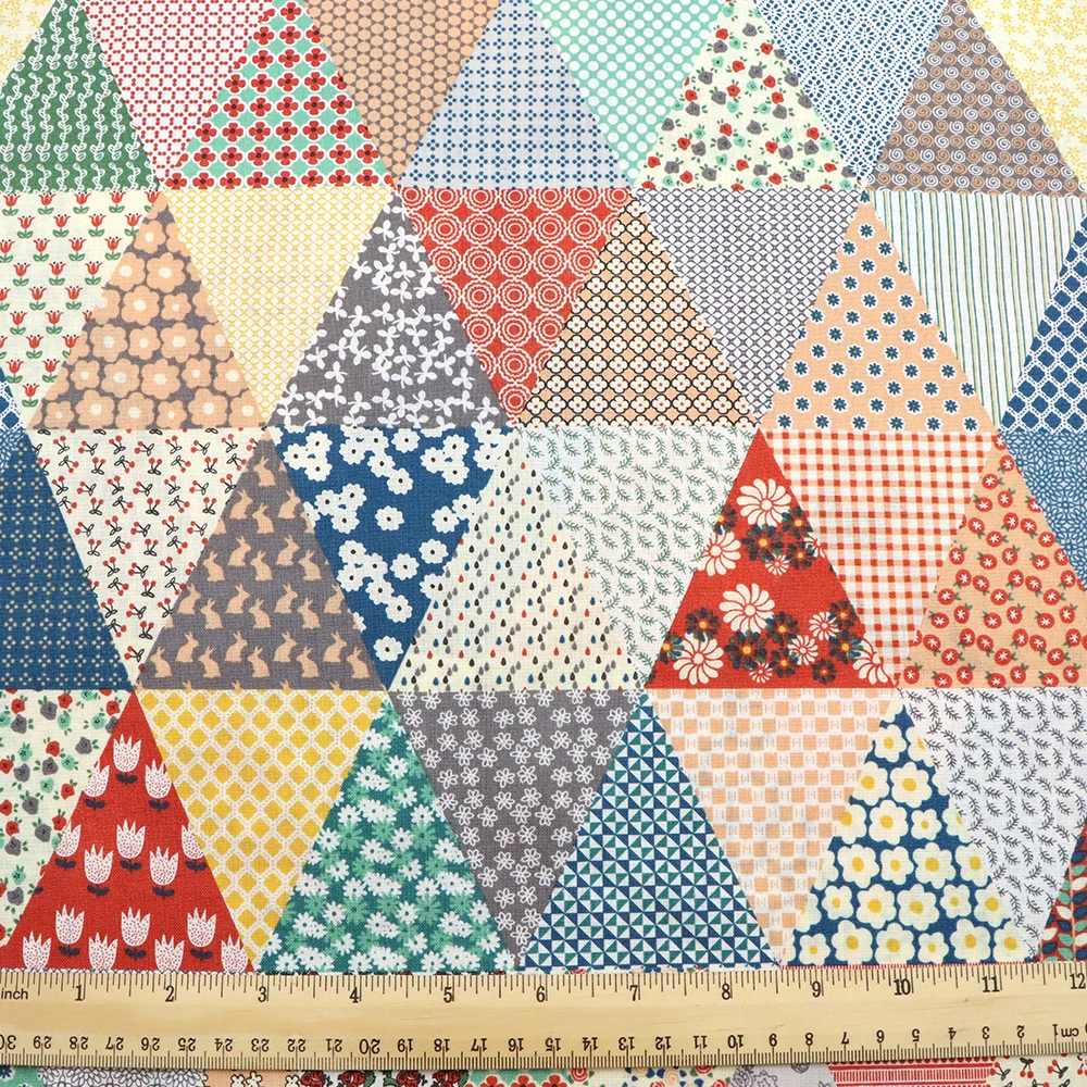 

50*145cm Geometric Flower Printed 100% Cotton Fabric Tissue Children Home Textile DIY Fabric Sewing Tilda Doll,1Yc10885