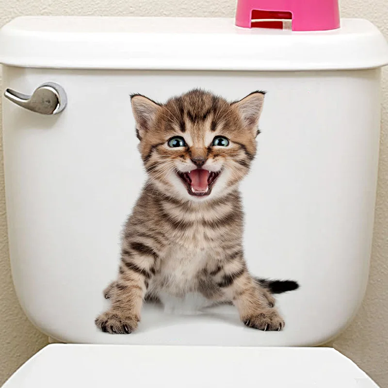 

1PC Toilet Sticker High Quality Waterproof PVC Wall Stickers Cartoons Cat Dog Decoration Wall Art Decals For Home Decoration