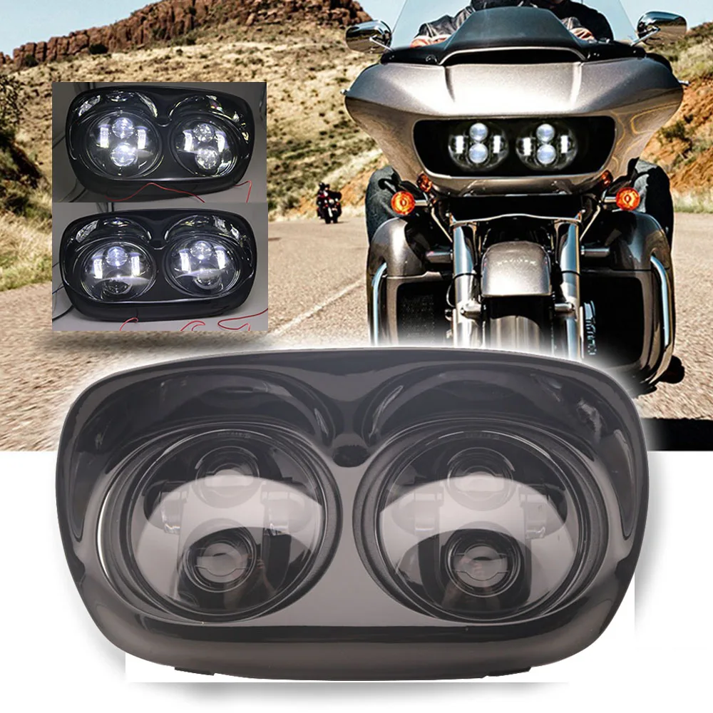 

Motorcycle Dual Led Headlight 80W For Road Glide 2004-2013 EFI FLTRI Ultra FLTRU CVO Custom FLTRXSE2