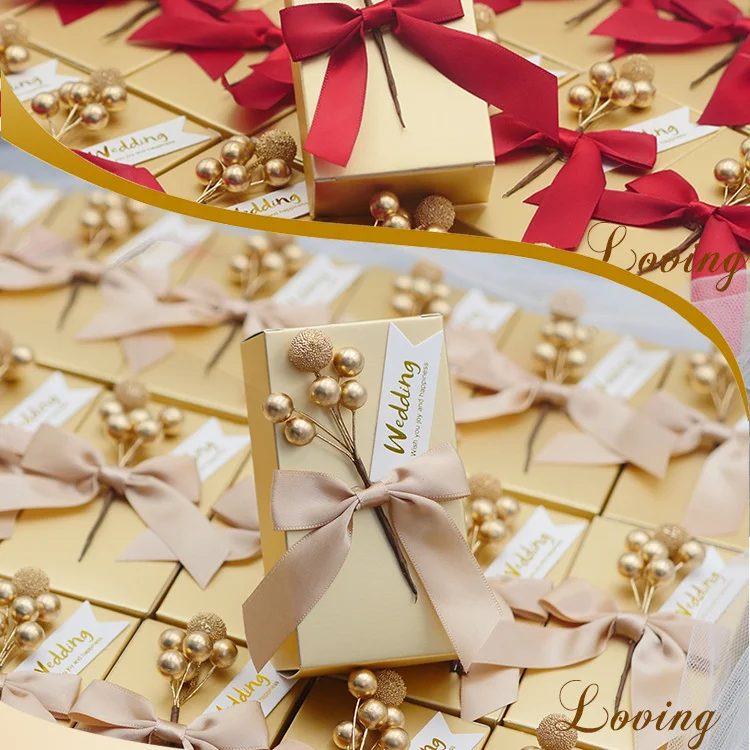 10 pcs Flower Candy Box with ribbon Wedding Favors and Gifts Boxes Bags for Guests Wedding Decoration Baby Shower Party Supplies