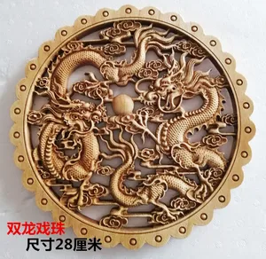 Резьба по дереву кулон настенное украшение камфора дерево круглая резьба ремесла 28 см