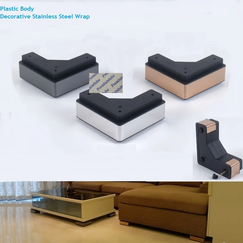 4 шт./лот пластиковый угловой диван из нержавеющей стали ножка кофе чай зеркало