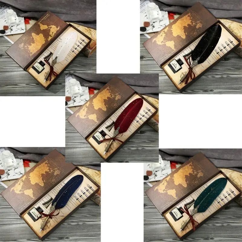 Набор ручек винтажная рекламная Подарочная коробка чернила английские