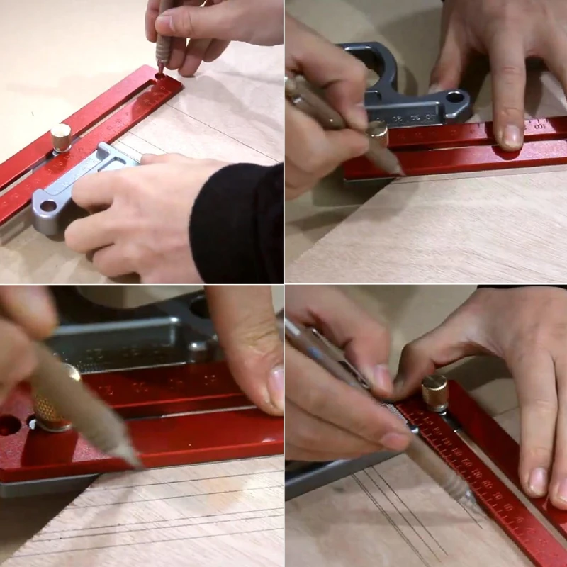 

200/300/400mm Woodworking 45/90 Degree Scriber Ruler Height Gauge Measuring Tool U7EA