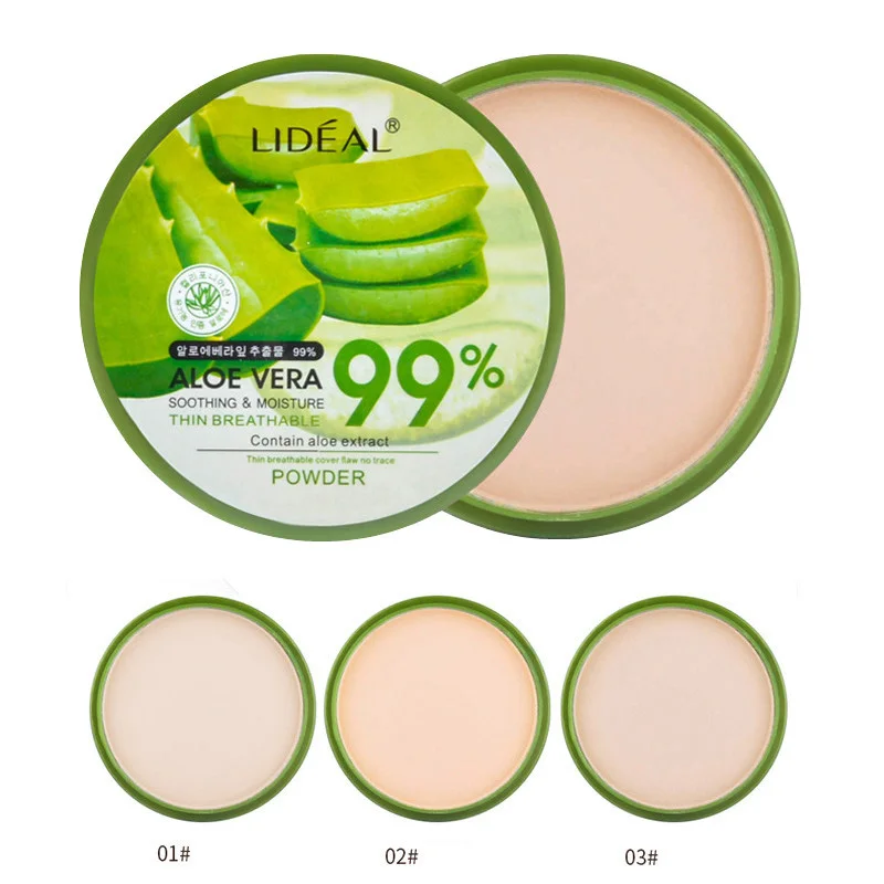 

99% Natural Aloe Vera Face Powder Smooth Whitening Moisturizer Pressed Powder Concealer Breathable Makeup Waterproof Foundation