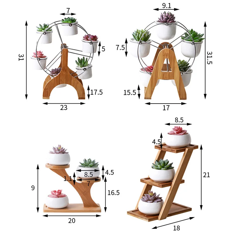 

Succulents Ceramic Potted Home Desktop Can Rotate Ferris Wheel Flower Pot Creative Decoration Office Flower Container