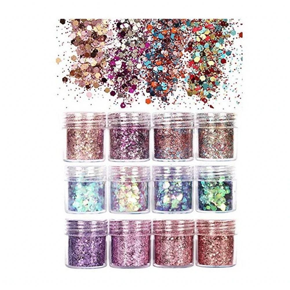 

Блестки для ногтей 12 шт., пудра с блестками для украшения ногтей, градиентный набор, ультратонкие Блестки для ногтей