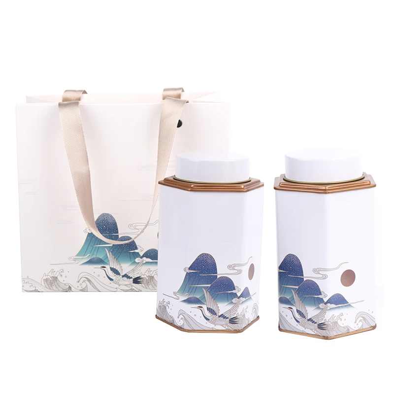 

Exquisite Tinplate Tea Box Candy Cans with Internal Sealing Lids and High-end Gift Bags Suitable for Tea, Candy, Tea Match, Coff