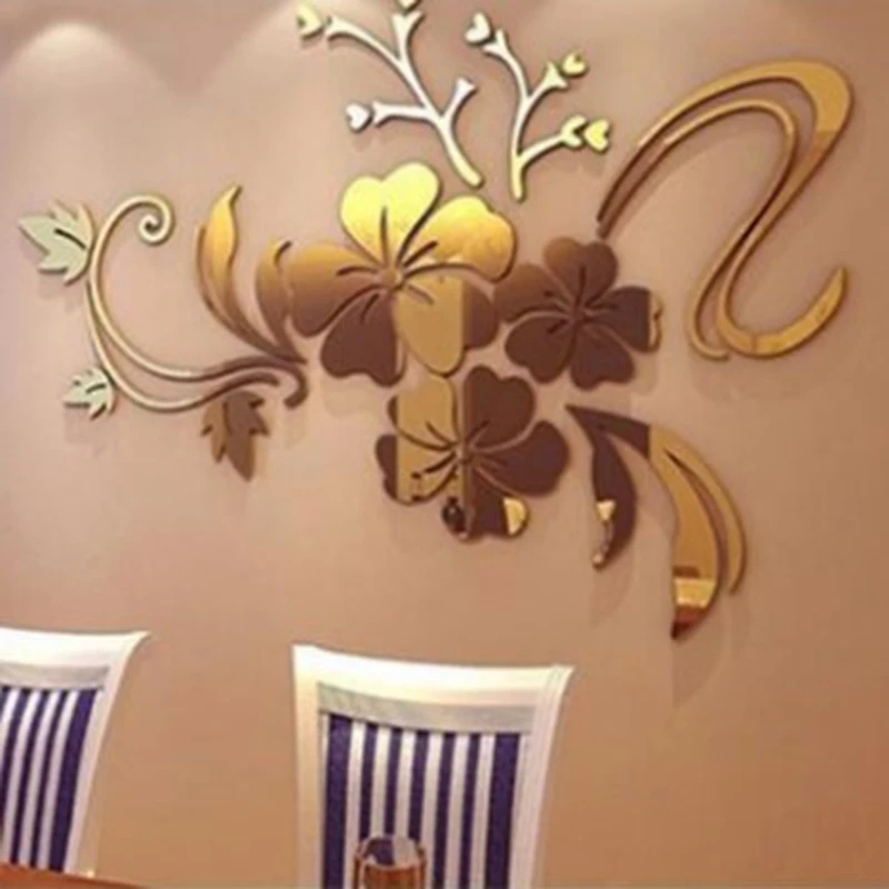 1 Set Exquisite Flower 3D Mirror Wall Stickers Removable Decal Art Mural Home | Дом и сад
